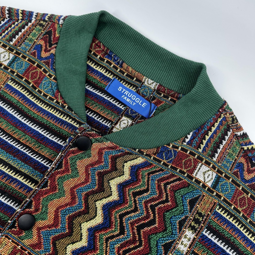 KClot Struggle Family Jacket Mens Large Multicolor Knit Tapestry Bomber Style